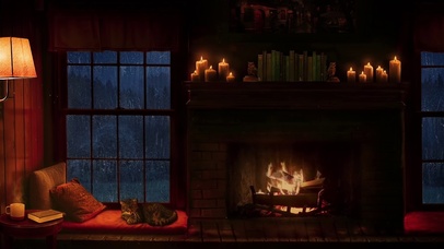 暴雨中睡觉的猫咪