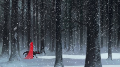 孤独雪天森林