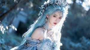 蓝发冰晶森系女神