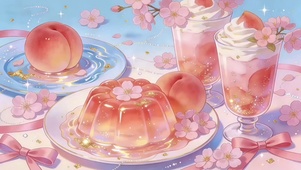 樱花草莓蛋糕和抹茶布丁 ​