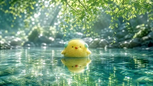 清新水上小鸡