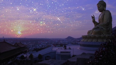 夕阳大佛佛像黄昏坐佛如来4k