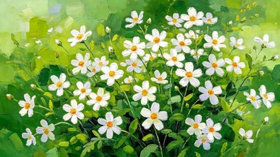 油画花草树木