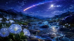 梦幻星空月夜溪流花境