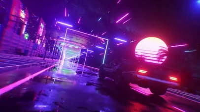霓虹城市下的跑车