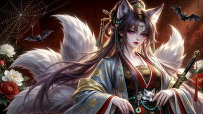 古风九尾狐妖美少女