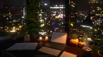 4K安静雨夜房间