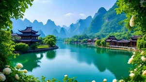 绿色护眼山水小镇