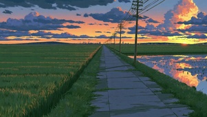 田野的风和晚霞