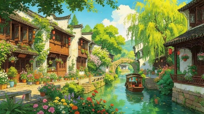 唯美绿色水乡