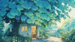 唯美大树下小屋