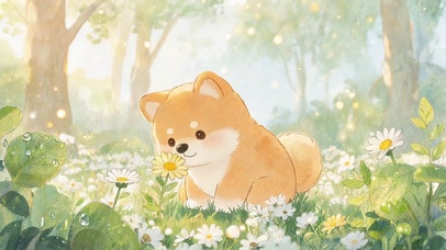清晨的小柴犬