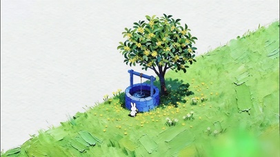 油画-采桂花的小兔