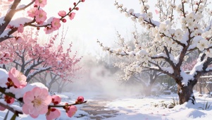 冬天冬日下雪天梅花梨花氛围感