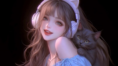 少女和猫