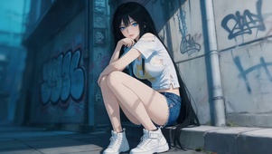 路边可爱女孩