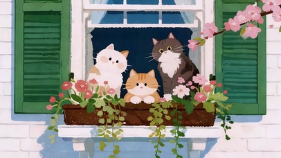 窗畔小懒猫