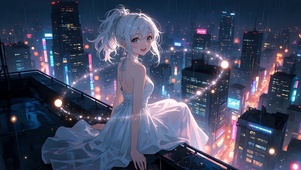 夜空下远眺