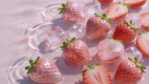 清凉夏日草莓桌面