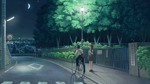 夜晚校园路同学