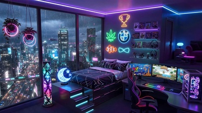 科幻雨夜房间