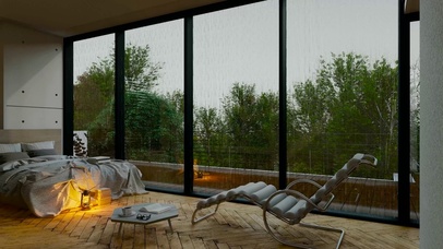 放松雨天别墅房间