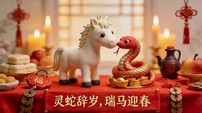灵蛇辞岁，瑞马迎春