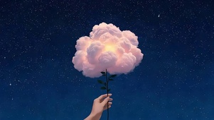 手持云朵鲜花