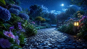 月夜花径