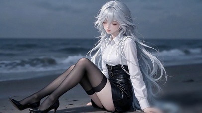 海边心事少女