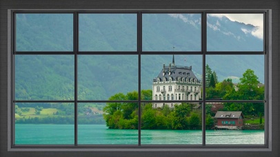 窗外高山湖心教堂