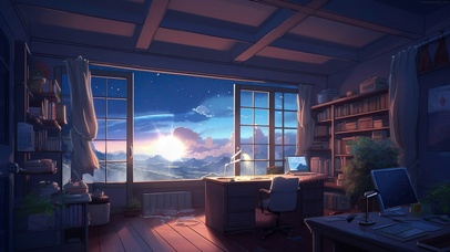 洒满夕阳的房间