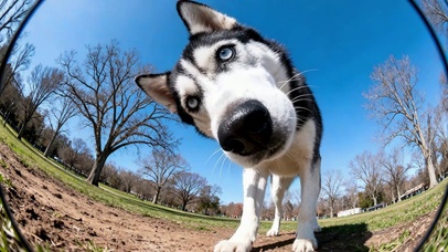 鱼眼镜头下不知情的二哈