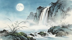山水瀑布