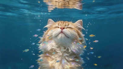 水下可爱猫咪