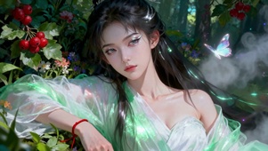 林中古风少女