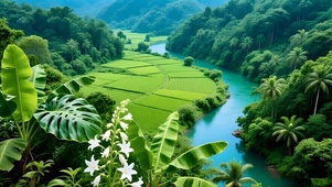 绿色护眼山水美景