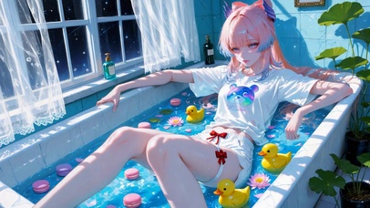 浴缸粉发少女珊瑚宫心海