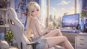 窗边电竞金发美少女