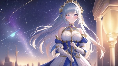 唯美星空下少女