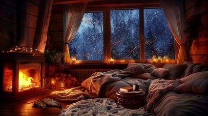 冬季窗外风雪夜