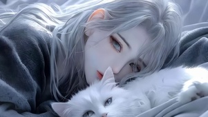 午睡猫美女
