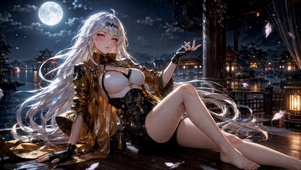 月夜银发古风二次元美少女