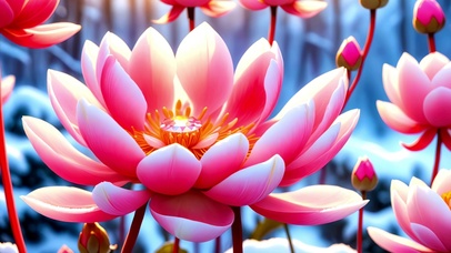 超现实钻石花蕊莲花