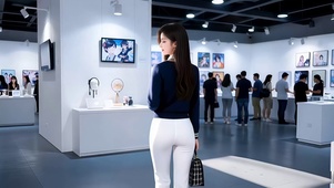 漫画展厅里的好身材美女