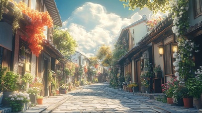 古镇清新朦胧梦幻夏日