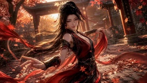 古风红衣飒爽美少女