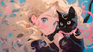 4K 女孩和黑猫