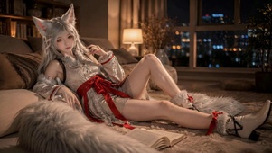 夜色居家狐耳美少女