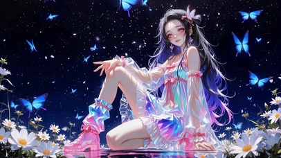 星夜蝶舞的幻彩少女